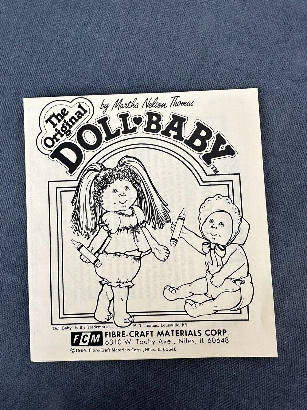 Vintage 1984 Dollbaby Care Instructions and Birth Announcements Paper Blank